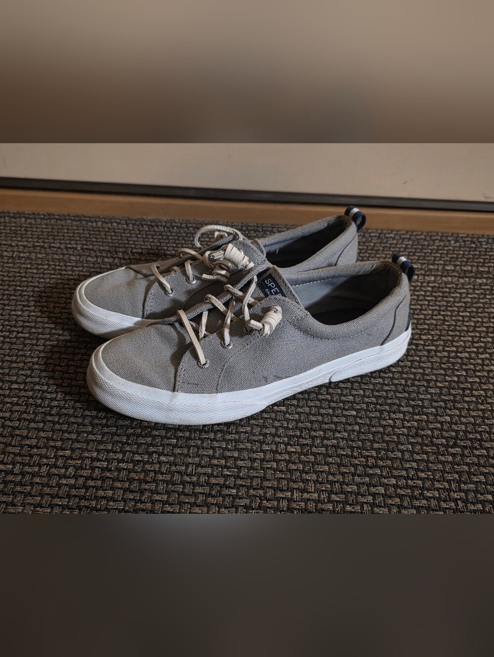 Sperry Grey Canvas Lace-Up Sneakers Size 8